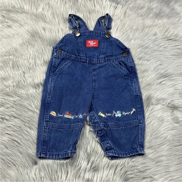 Vintage Oshkosh Bgosh Baby Boys Denim Construction Overalls - Picture 1 of 12